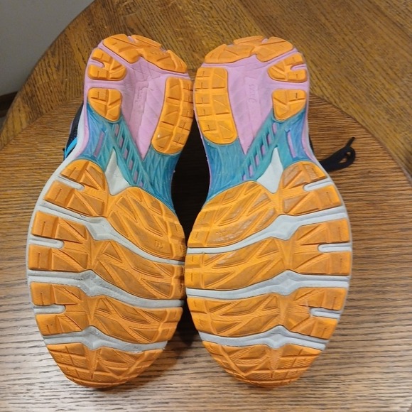 ASICS Gel-Nimbus 22 Womens Running Shoes Size 7.5 Black Blue Pink Orange - Picture 8 of 8